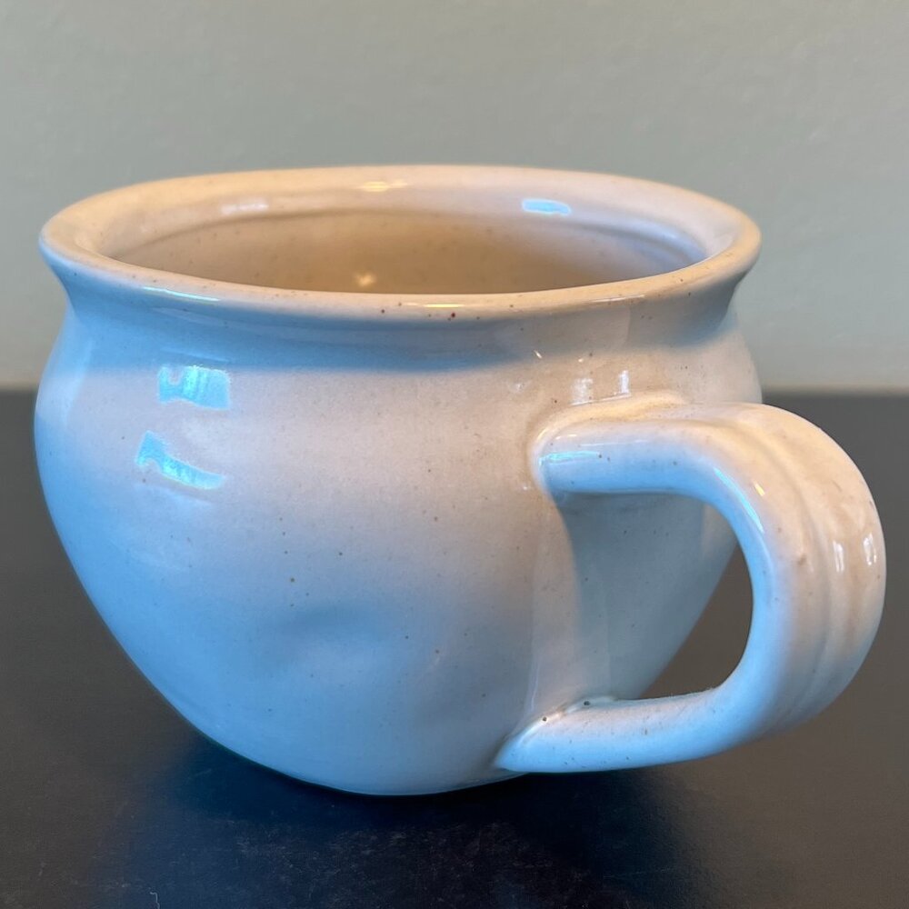 Handcrafted Rounded-Body Wide-Mouth Ivory Glazed Stoneware Coffee Cup Soup Mug